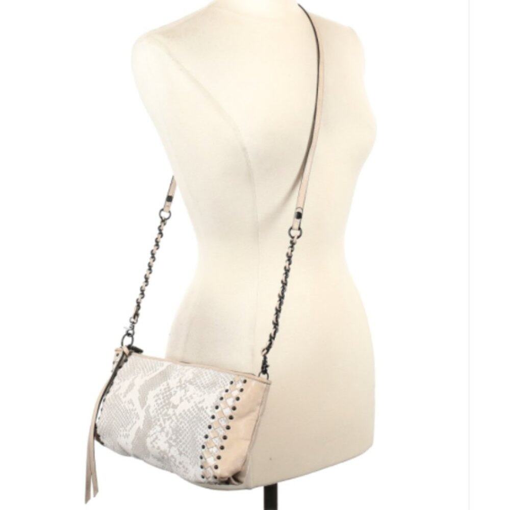 Elliott Lucca tan & white Leather Crossbody Bag